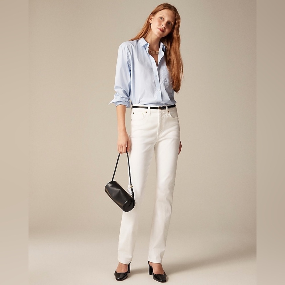 NWT J.Crew Petite slim-straight jean P 27 White Denim Preppy Casual Neutral